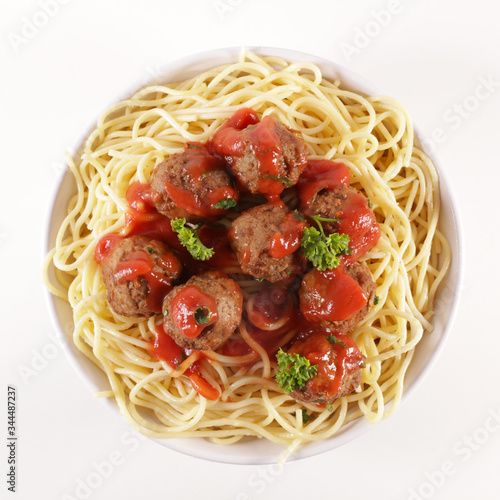 spaghetti with meatball and tomato sauce