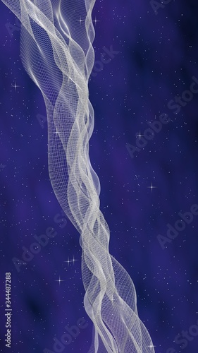 Abstract purple-blue starry background. White cyberspace grid. hi tech network. Outer space. Starry outer space texture. Deep space. Universe. 3D illustration