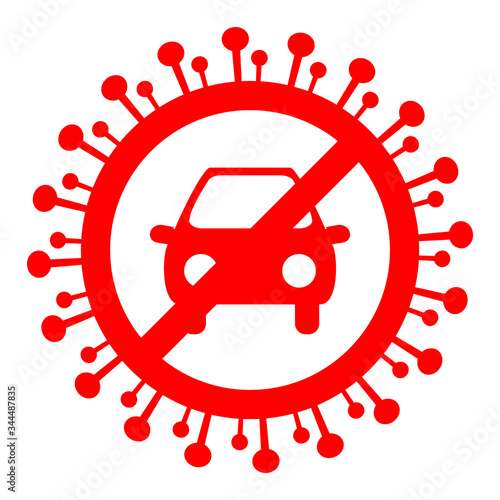 the ban on movement during the epidemic of the coronavirus. sign of the ban. ride on cars during the pandemic. simple vector flat icon. moving between cities, entering the state, entering the country.