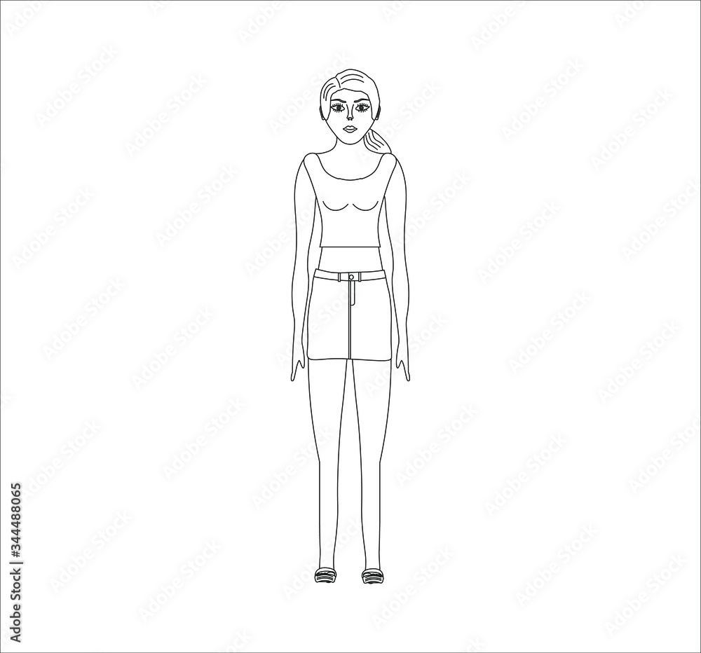 girl with skirt and top.Illustration for web and mobile design. girl with skirt and top.Illustration for web and mobile design.