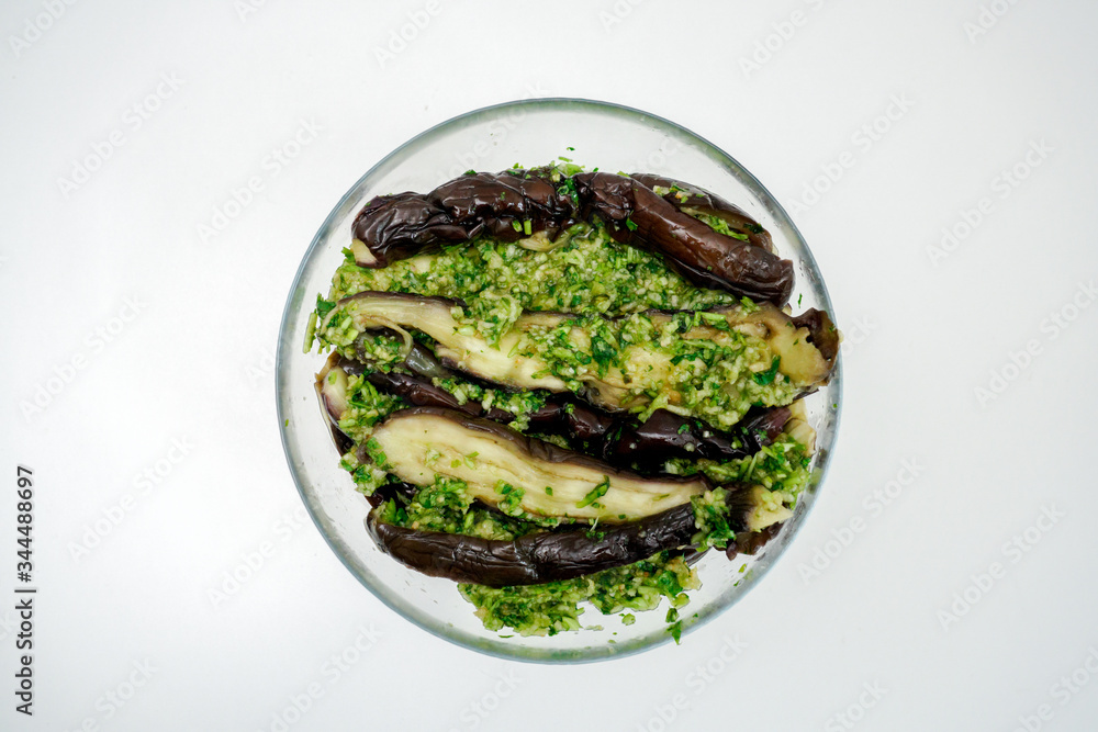 Chinese cuisine cold dish garlic eggplant Chinese cuisine cold dish garlic eggplant
