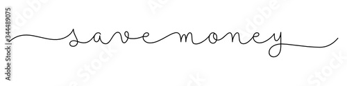 SAVE MONEY black vector monoline calligraphy banner with swashes
