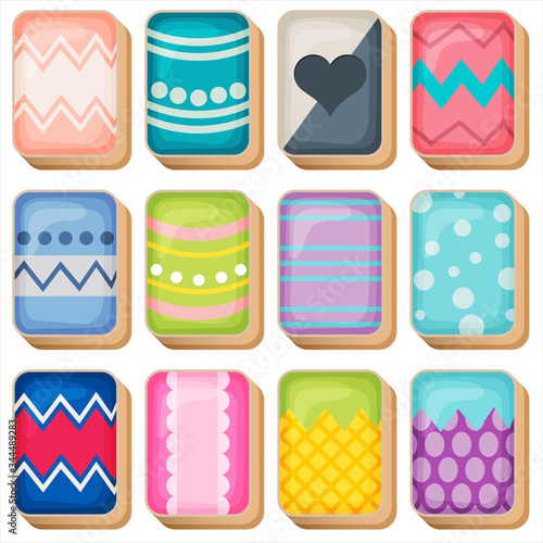 Mahjong Cards Line set-2 in different color.