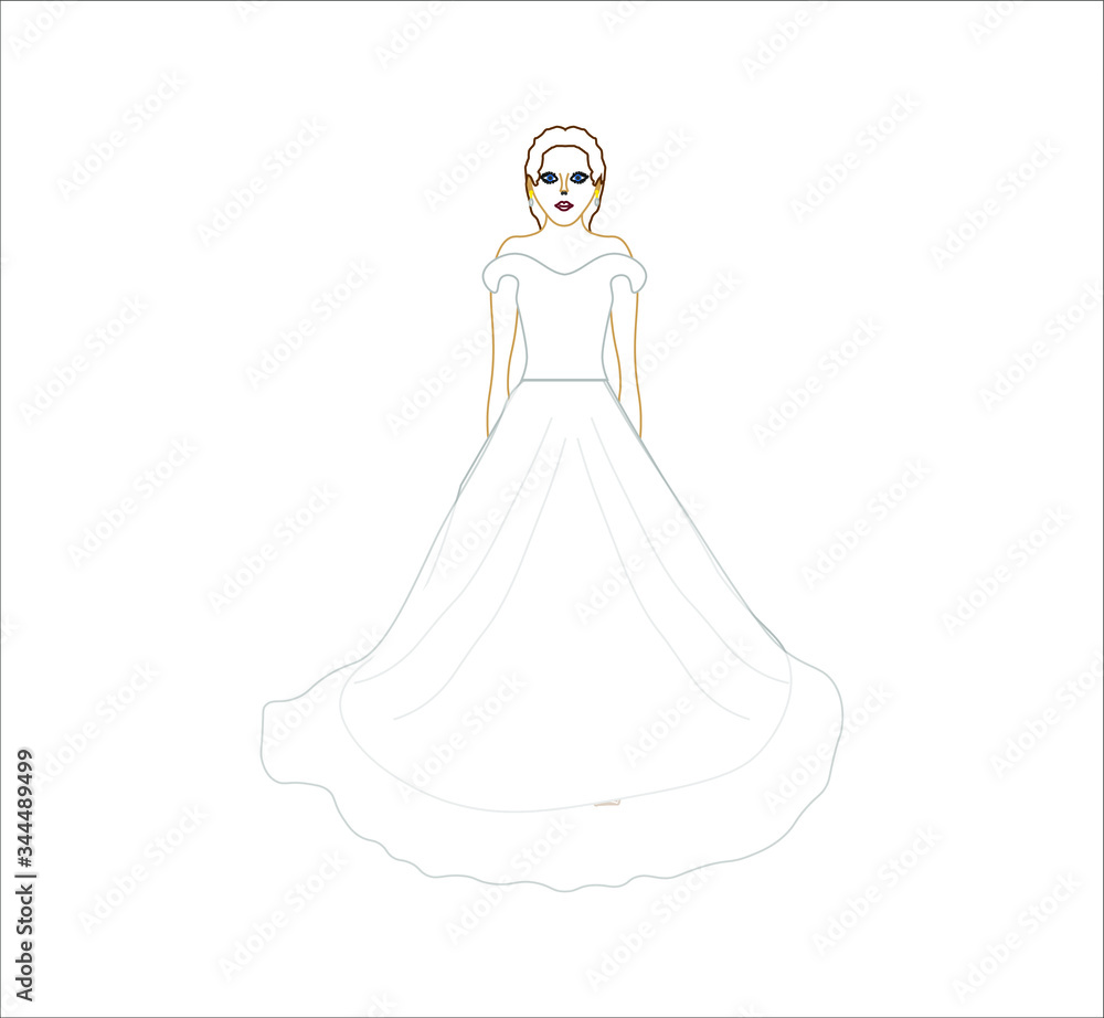 pretty woman in wedding dress.Illustration for web and mobile design. pretty woman in wedding dress.Illustration for web and mobile design.