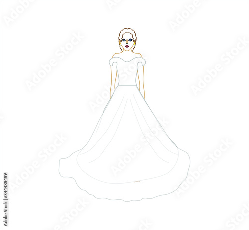 pretty woman in wedding dress.Illustration for web and mobile design.