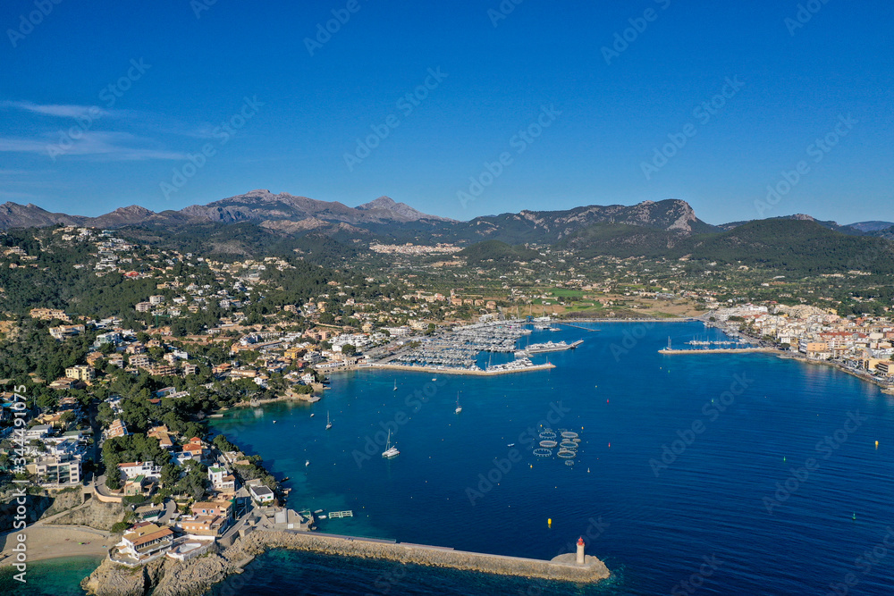 Port Andratx drone photography in daylight.Beautiful tourist destination in Mallorca.