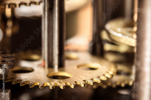 old gears in the mechanism close up