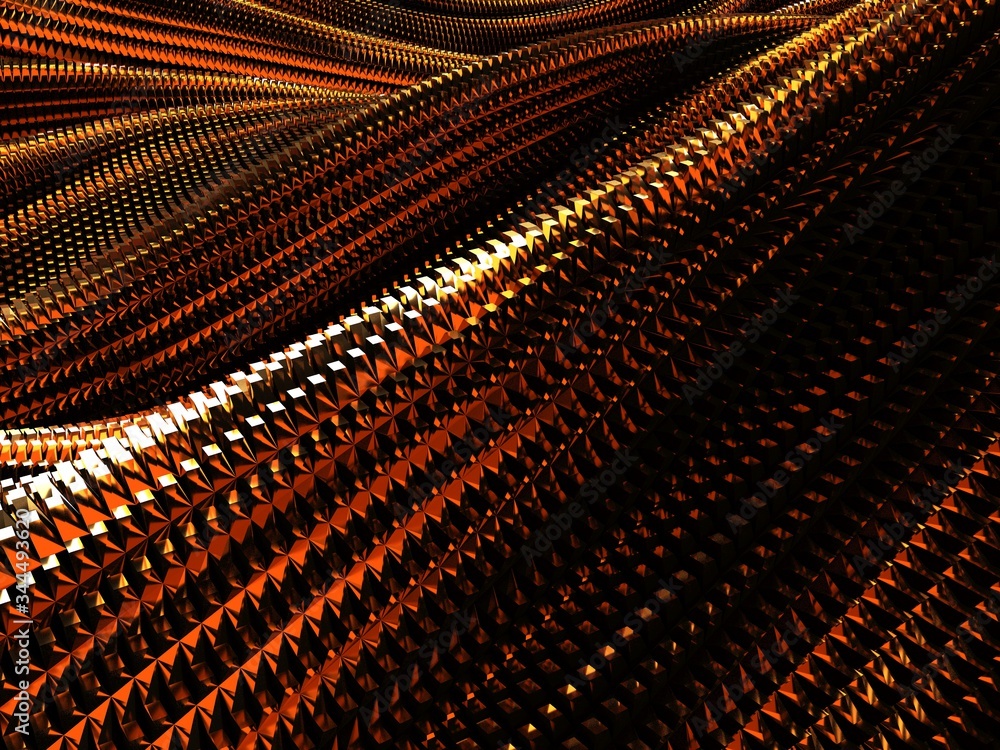 Golden abstract wavy liquid background