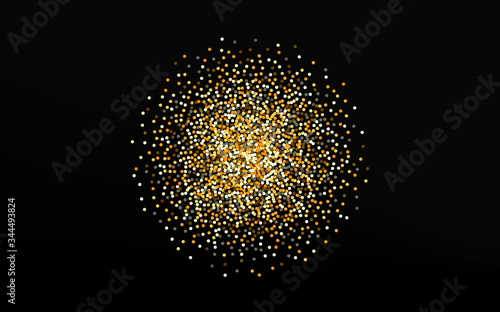 Gold Round Christmas Black Background. Isolated 