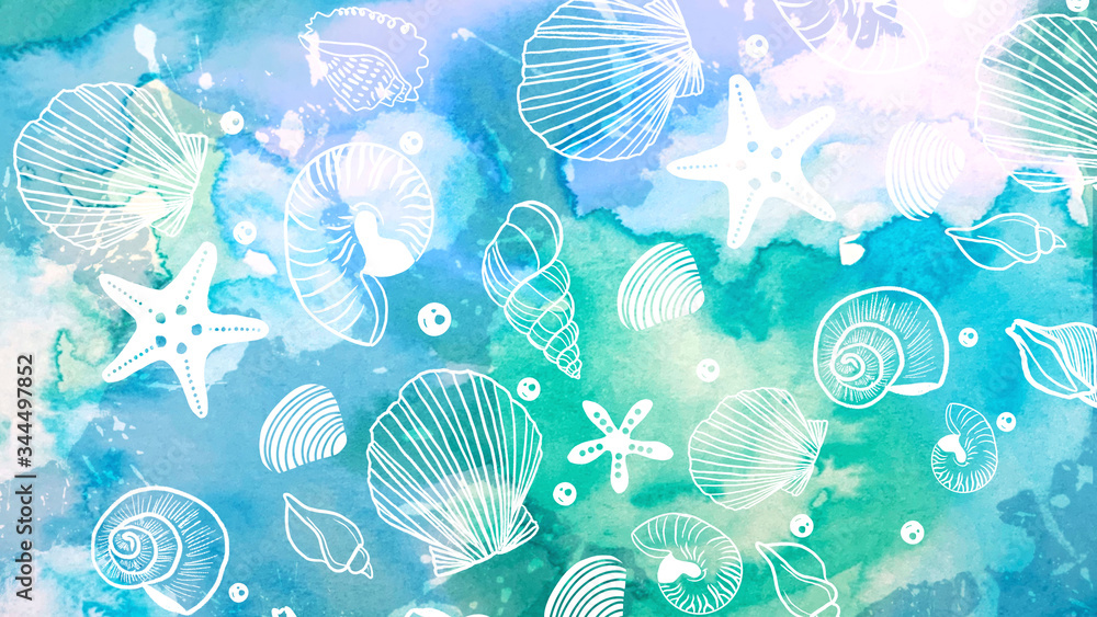 海の貝殻のイラスト 水彩画 Stock Illustration Adobe Stock 海の貝殻のイラスト 水彩画 Stock Illustration Adobe Stock