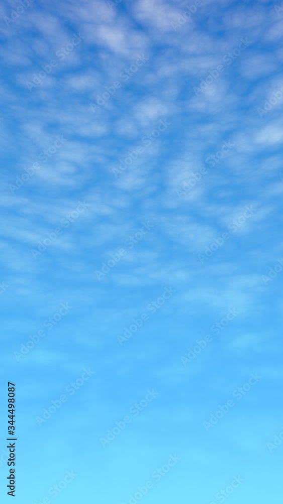 Blue sky background with white clouds. Cumulus white clouds in the clear blue sky in the morning. 3D illustration Blue sky background with white clouds. Cumulus white clouds in the clear blue sky in the morning. 3D illustration
