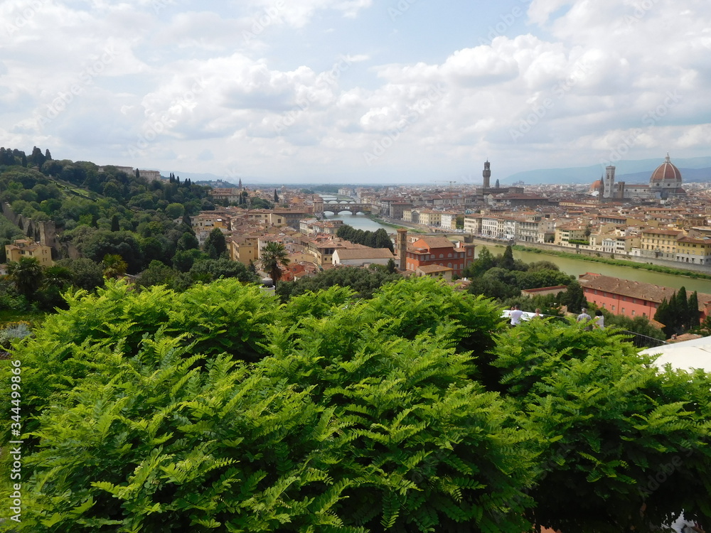 Panorama over the city of Florence from a high viewpoint  
