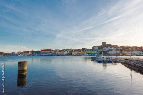 Overview of Marstrand and the fortress Carlstens fortress in the background, 300 year old and has been a famous prison