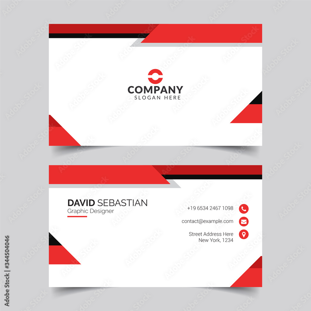 Modern and clean business card design template. Minimal Corporate vector background, flyer design, name card template, vector illustration. Red and white creative business card for your company.