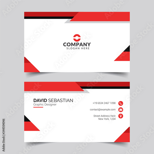 Modern and clean business card design template. Minimal Corporate vector background, flyer design, name card template, vector illustration. Red and white creative business card for your company.