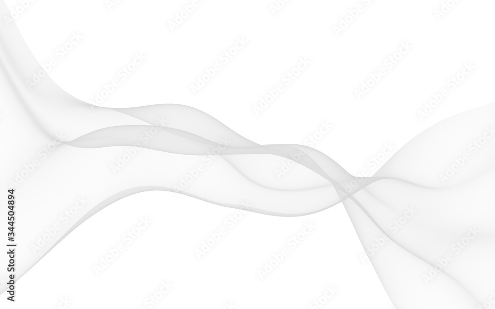 White abstract background. Fluttering white scarf. Waving on wind white fabric. 3D illustration White abstract background. Fluttering white scarf. Waving on wind white fabric. 3D illustration