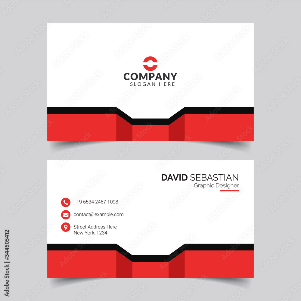 Modern and clean business card design template. Minimal Corporate vector background, flyer design, name card template, vector illustration. Red and white creative business card for your company.