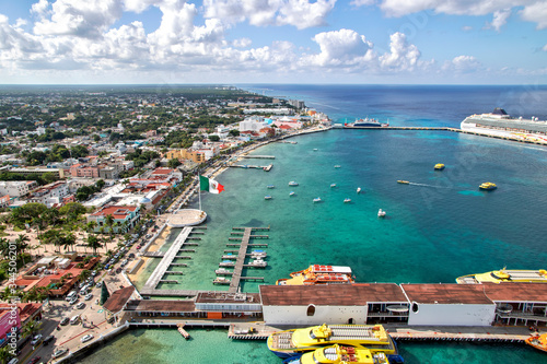 Port of San Miguel de Cozumel, Quintana Roo, México, aerial view. photo