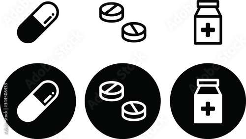 薬のアイコンのセット／イラスト／錠剤