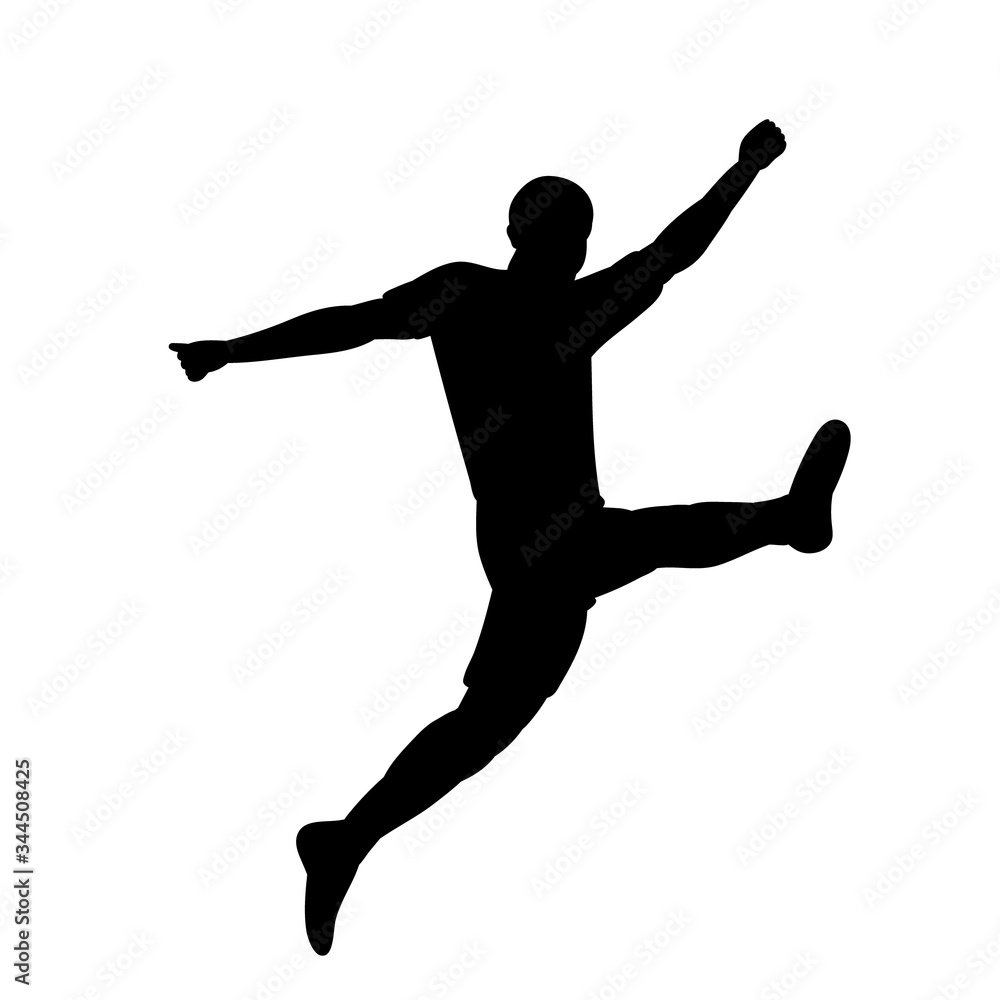 vector, isolated, black silhouette man jumping
