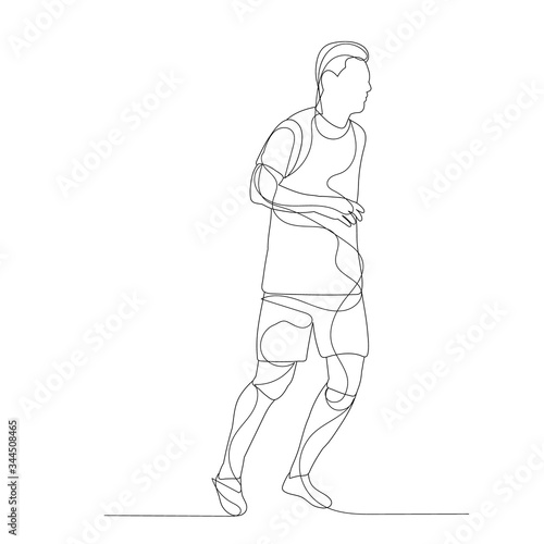 isolated, line drawing of a running man