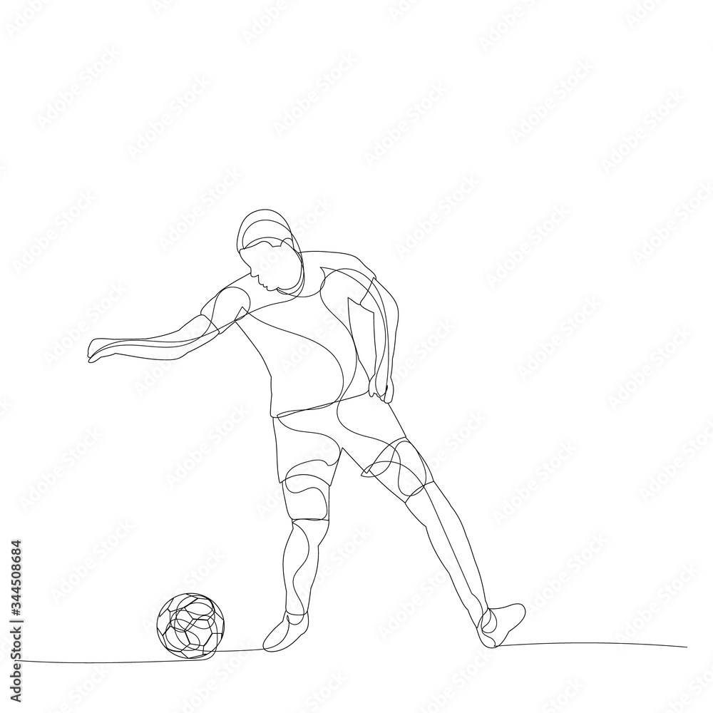 line drawing man athlete, soccer player