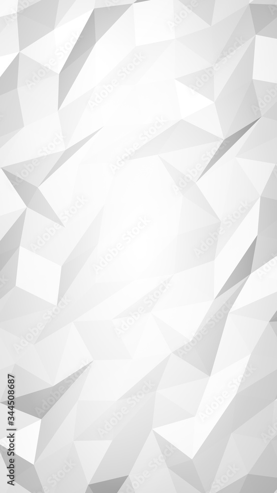 White abstract background. Lowpoly backdrop. Crumpled paper. 3D illustration