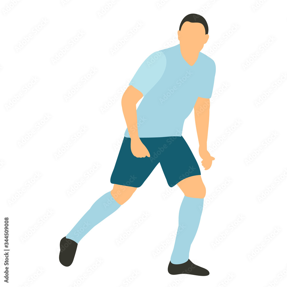white background, soccer player man in flat style