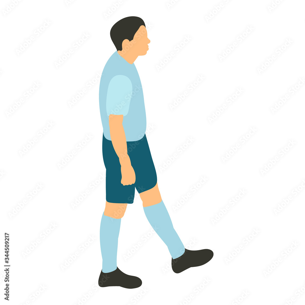 white background, soccer player man in flat style