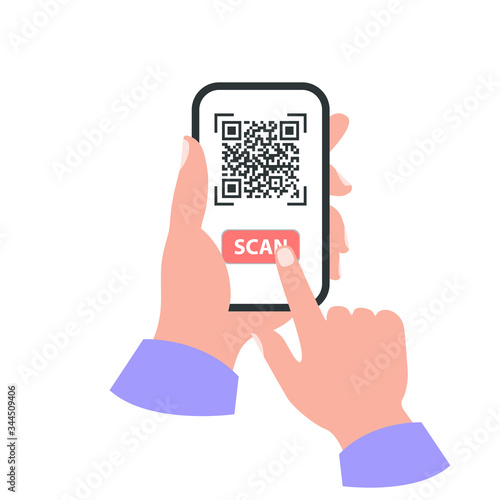 Smartphone in your hand concept. Scan qr code