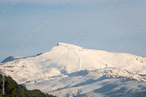 View to the Sierra Nevada mountains from the Granada, Spain