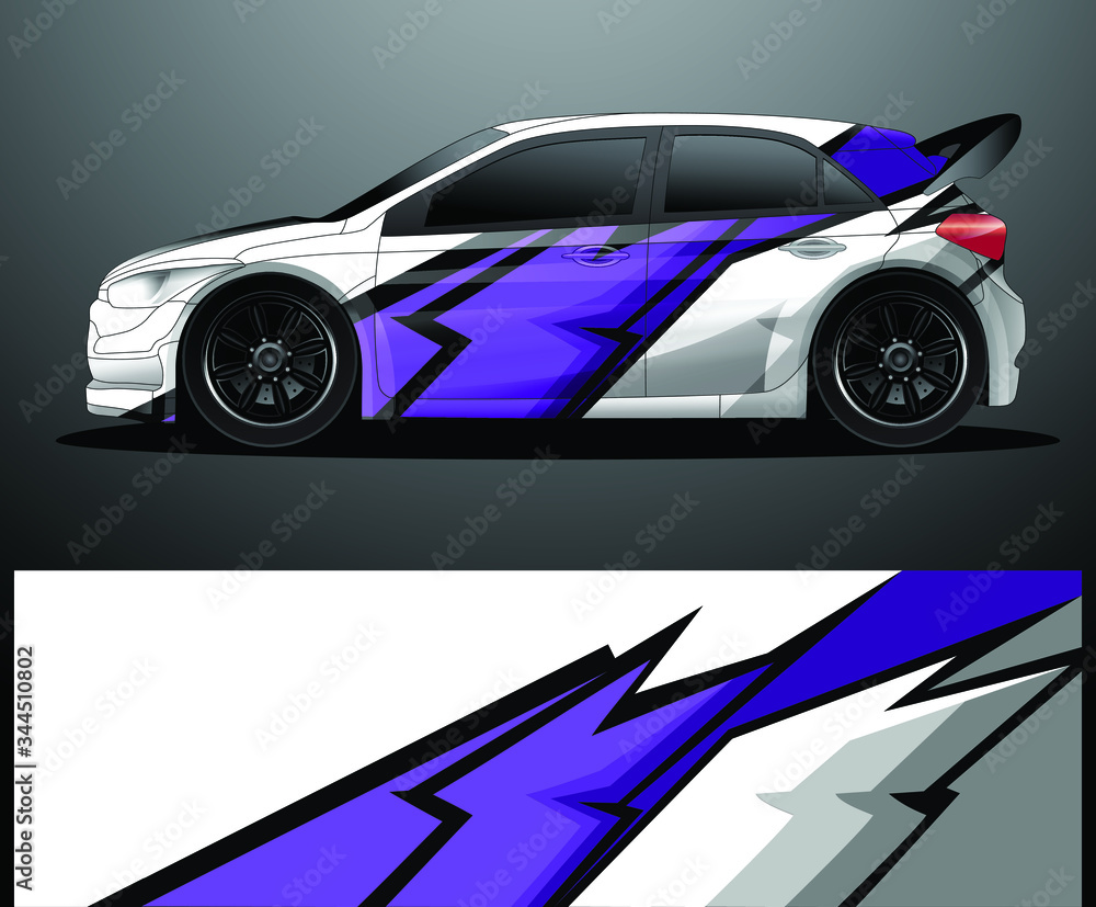 Rally car decal graphic wrap vector, abstract background