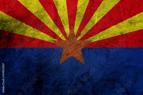 Flag of arizona, USA, on a grunge metal texture
