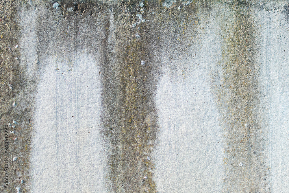Concrete panel completely weathered with white limescale