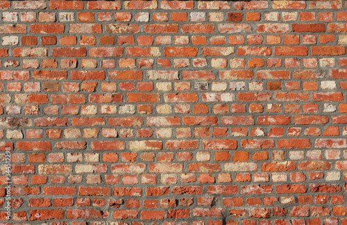 Background of small red old bricks