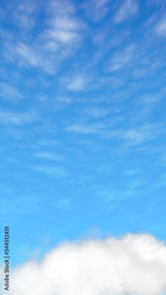 Blue sky background with white clouds. Cumulus white clouds in the clear blue sky in the morning. 3D illustration Blue sky background with white clouds. Cumulus white clouds in the clear blue sky in the morning. 3D illustration