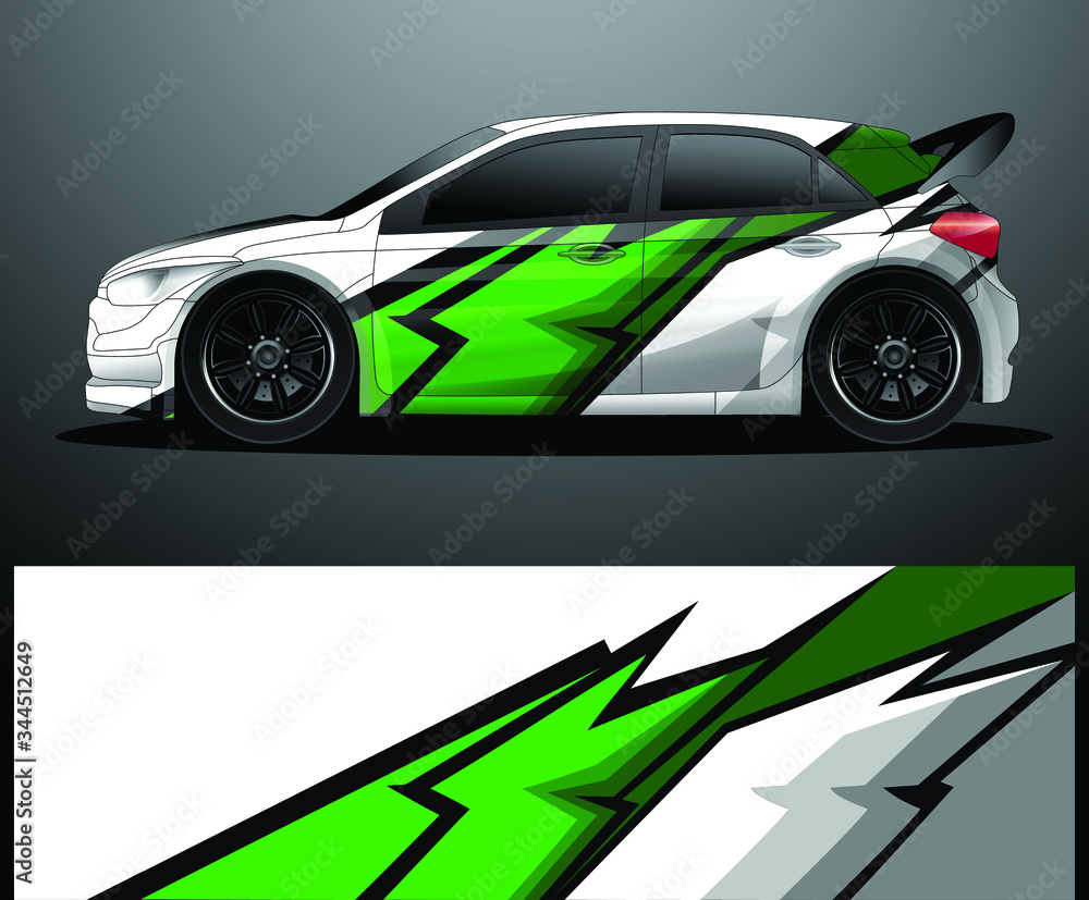 Rally car decal graphic wrap vector, abstract background