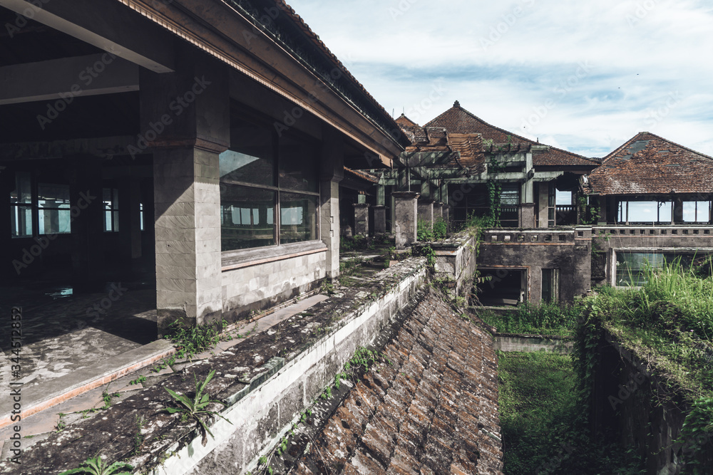 abandoned building with dirty walls and broken roof abandoned building with dirty walls and broken roof