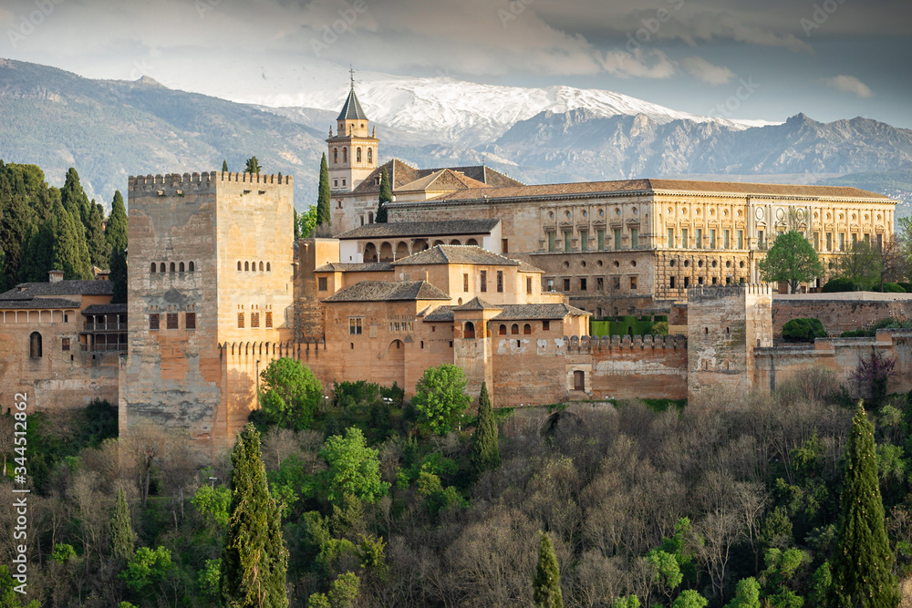 Granada, Spain, April 2020, empty streets of Granada during the covid-19 pandemic.