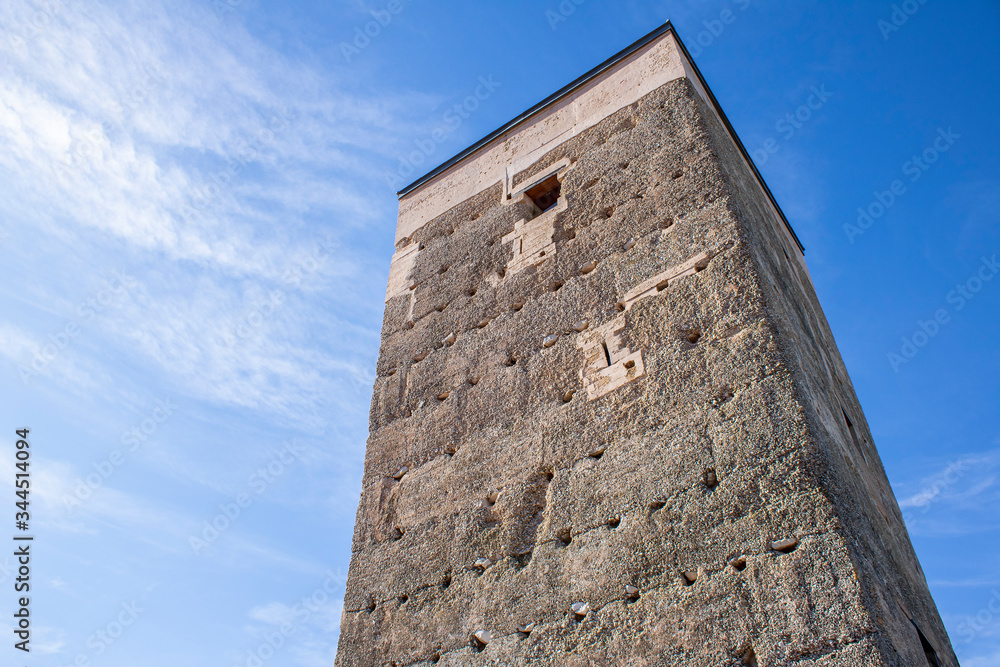 Medieval tower in the town of Almudaina in Alicante mountains. Medieval tower in the town of Almudaina in Alicante mountains.
