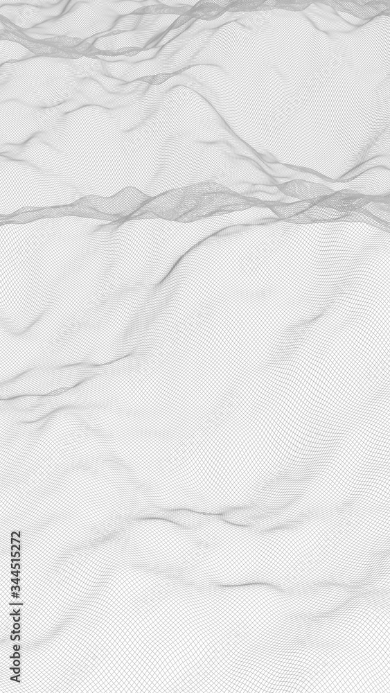 Abstract landscape on a white background. Cyberspace grid. hi tech network. 3d illustration Abstract landscape on a white background. Cyberspace grid. hi tech network. 3d illustration