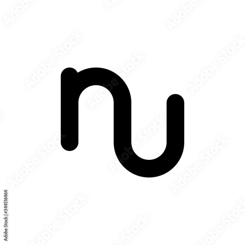 Black and white letter NU initial logo icon