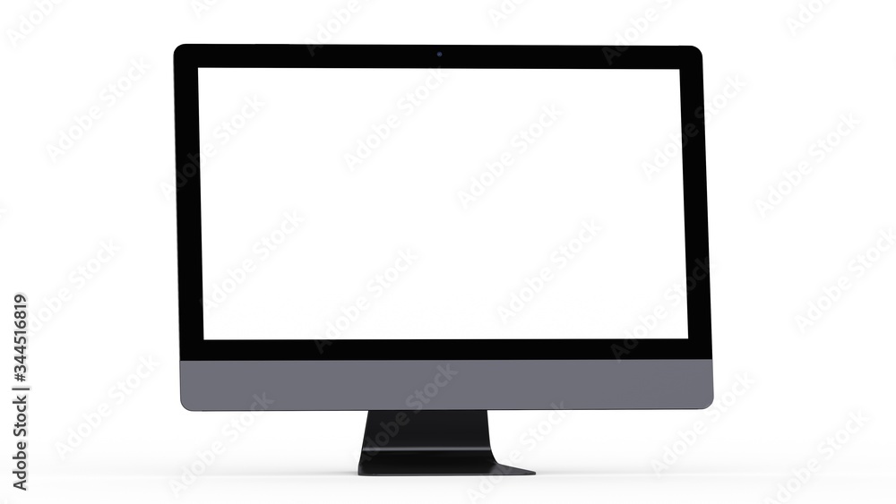 flat monitor white screen computer, pc display digital illustration screen and slim 3d flat monitor white screen computer, pc display digital illustration screen and slim 3d
