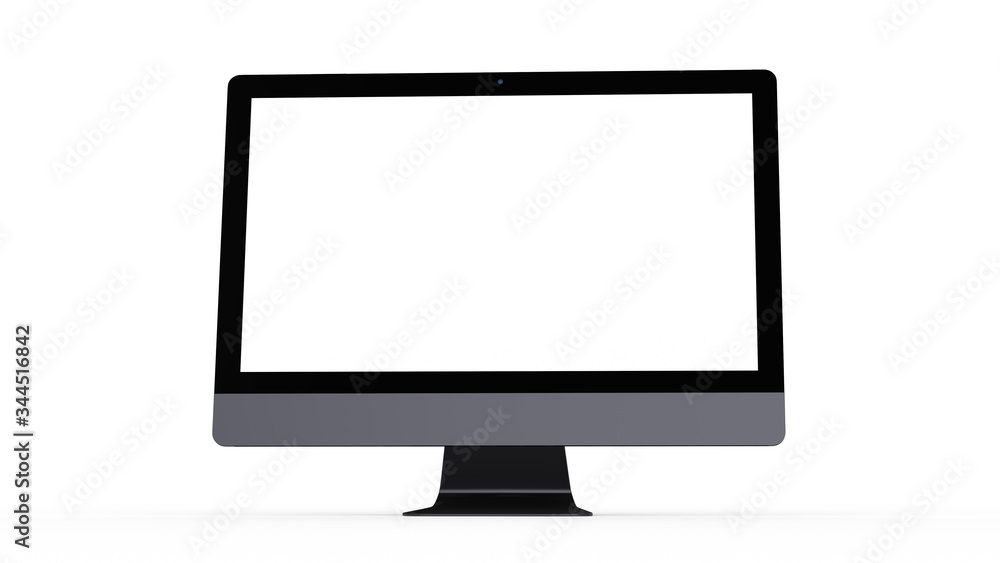 flat monitor white screen computer, pc display digital illustration screen and slim 3d flat monitor white screen computer, pc display digital illustration screen and slim 3d