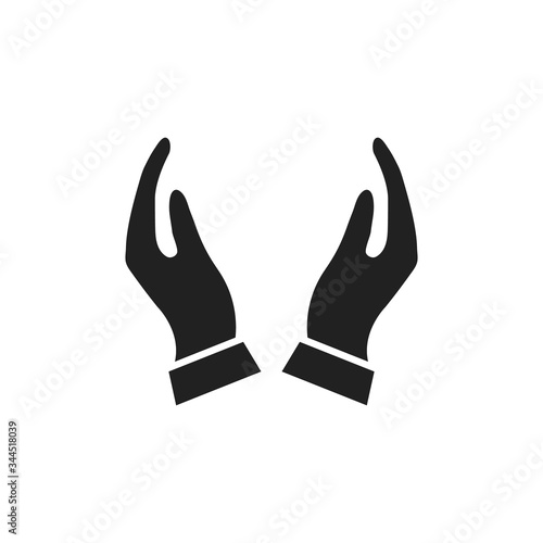 Hands black icon, flat vector illustration isolated on white background