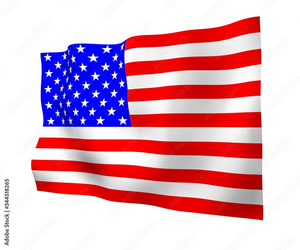 Waving flag of the United States of America. Stars and Stripes. State symbol of the USA. 3D illustration Waving flag of the United States of America. Stars and Stripes. State symbol of the USA. 3D illustration