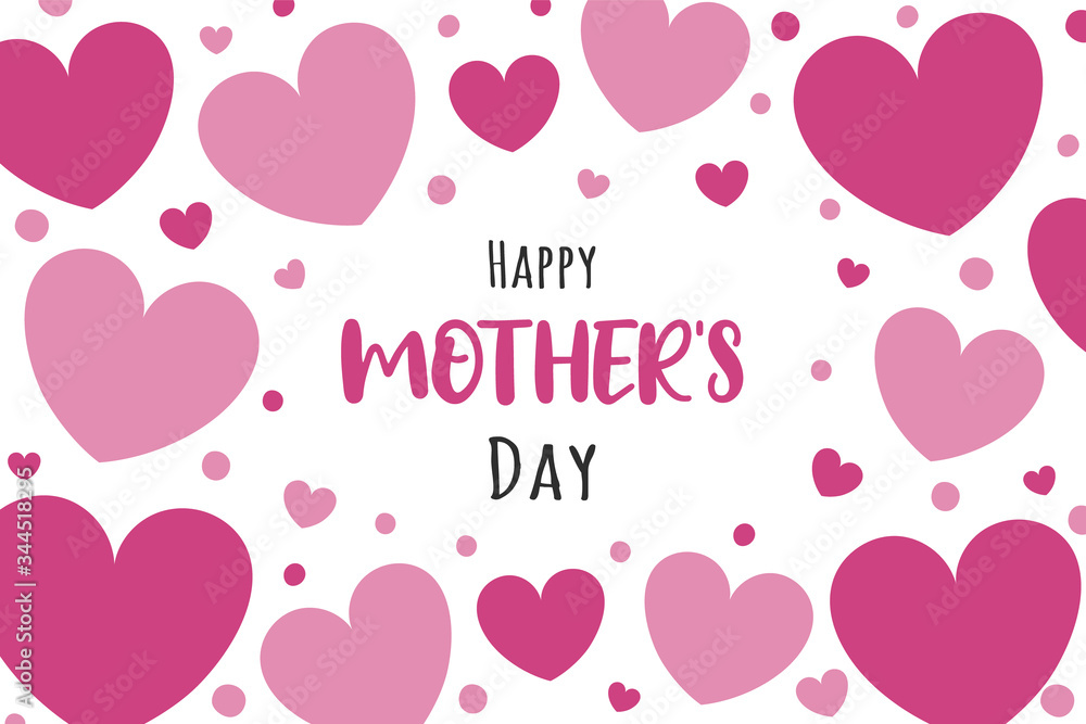 Happy Mother’s Day - banner with hand drawn hearts and wishes. Vector