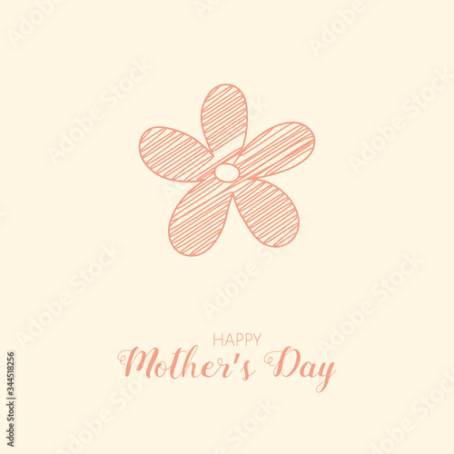 Mother’s Day card with cute flower and greetings. Vector