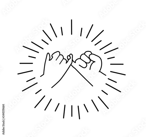 Pinky swear promise flat design line icon vector