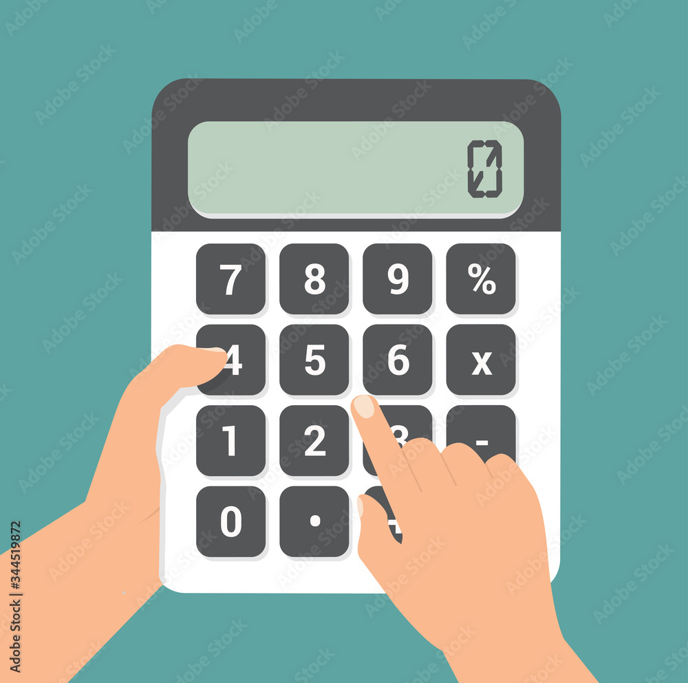 hands using a calculator flat vector hands using a calculator flat vector